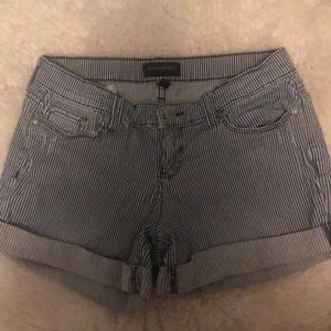 striped denim shorts